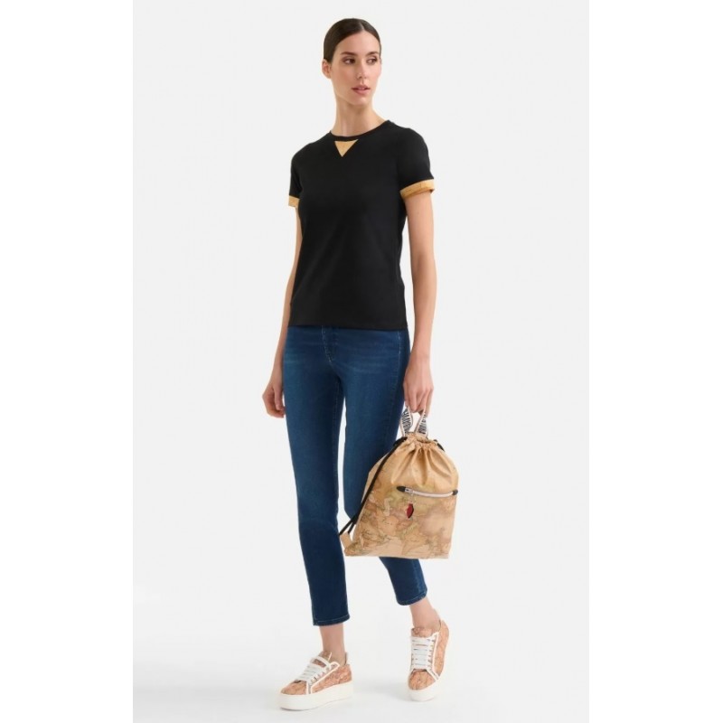 ALVIERO MARTINI DONNAVVENTURA T-shirt donna in jersey di cotone stretch con dettaglio Geo Classic Nera