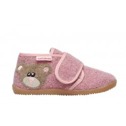 Naturino pantofola pantofole scarpe da bambina in pelle e lana rosa